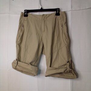 Danskin Now Bermuda Shorts Women S Roll Tab Hem Zip Pocket Khaki Tan